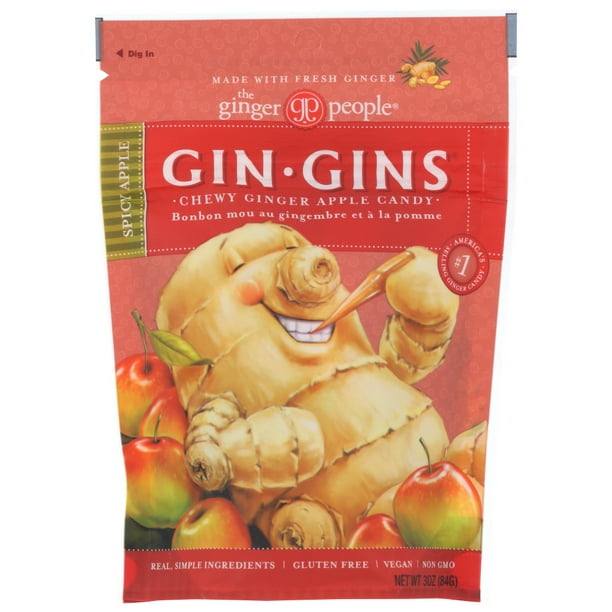 The Ginger People Gin Gins Spicy Apple Chewy Ginger Candy, 3 Oz