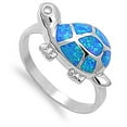 thumbnail image 4 of Blue Simulated Opal Turtle Pet Ring .925 Sterling Silver Band Cubic Zirconia Jewelry Female Size 5, 4 of 4