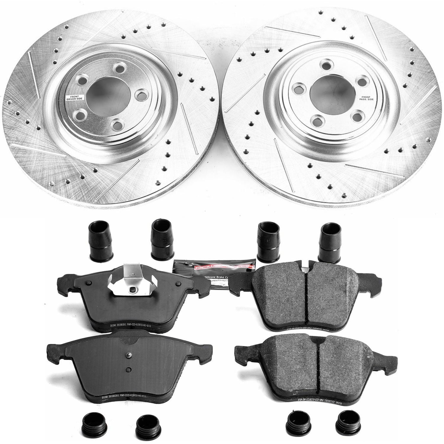 PowerStop Front Z23 Evolution Sport Carbon-Fiber Ceramic Brake Pad and Drilled & Slotted Rotor Kit Fits: JAGUAR Select Models K6282