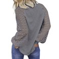thumbnail image 2 of Coloody Hauts en Dentelle à Manches Longues pour Femmes Blouses Décontractées de Bureau Col Rond T-Shirts Unis, 2 of 2