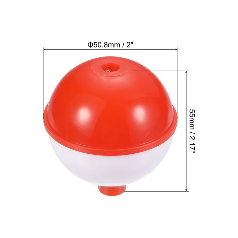 Uxcell 2 inch Fishing Bobbers, Plastic Push Button Round Fishing Float, Red and White 10 Pack