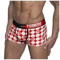 thumbnail image 3 of HUPOM Mens Underwear Boxer Briefs Male Thongs Low waist Elastic Waist Printed Briefs Red M, 3 of 4