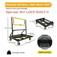 thumbnail image 3 of Folding Drywall Cart Heavy Duty Panel Dolly Cart 2200lbs Capacity, Drywall Dolly Plywood Carts with 4 Swivel Casters Extendable Deck, Sheetrock Dolly Handling Wall Panel Lumber Sheetrock Glass Windows, 3 of 8