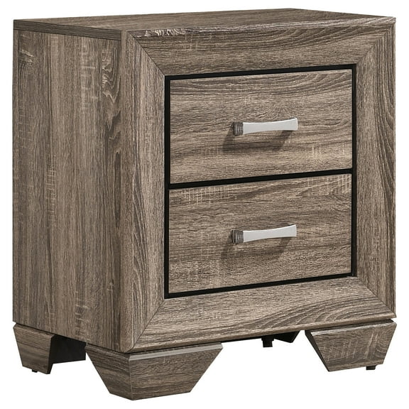 Nmkwnr Wood Nightstand with Handle, 2 Drawer Bedside Table for Living Room, Bedroom, Brown