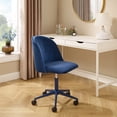 thumbnail image 3 of Linon Alondra Upholstered Mid Back Office Desk Chair with Castors, Navy Blue, 3 of 18