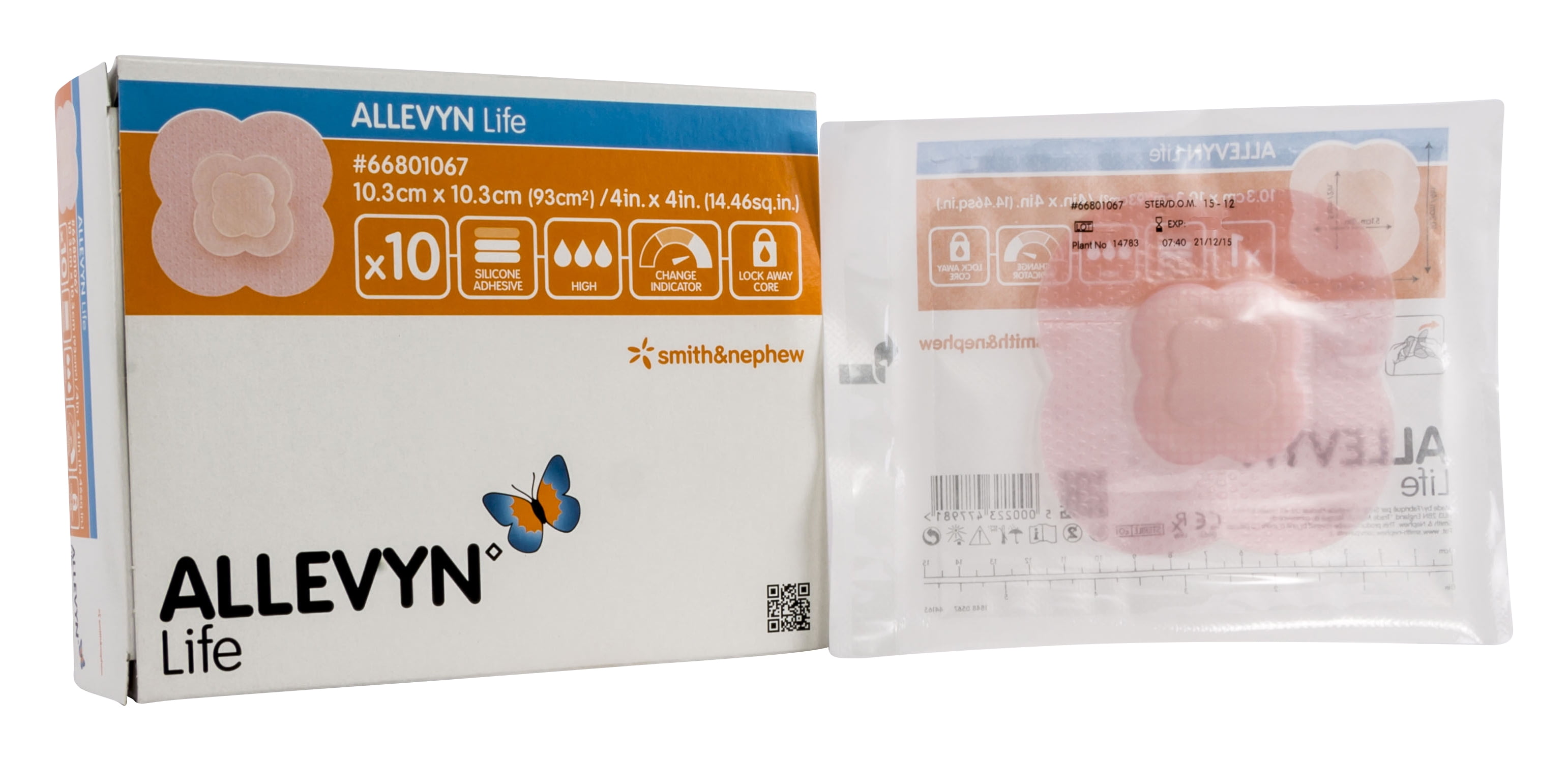 Smith and Nephew 66801067 Allevyn Life Foam Dressing 4" x 4" Box of