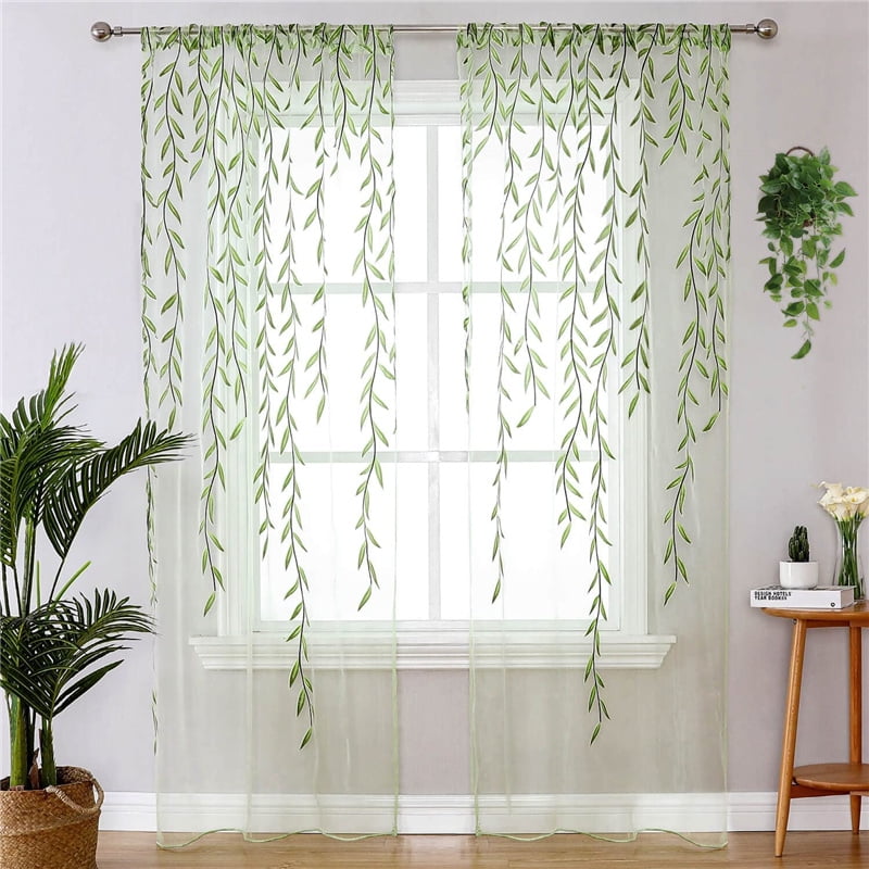 Willow Voile Curtains Cute Green Sheers Leaf Curtain Tulle Vine Window