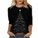 thumbnail image 2 of Fiudx Ofertas Flash Del Día Solo En Línea Camiseta con Estampado Navideño a La Moda para Mujer, Blusa con Mangas 3/4, Tops Informales con Cuello Redondo, 2 of 5