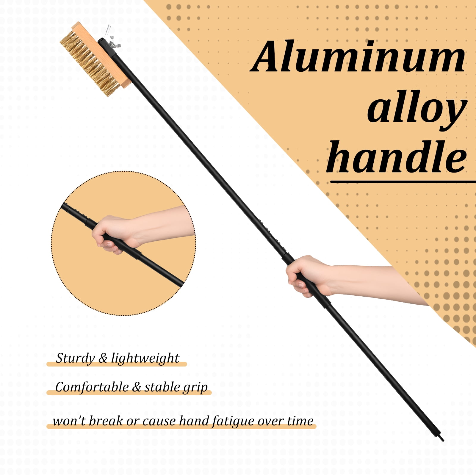 Pizza Oven Brush with Scraper Pizza Stone Cleaning Brush with Brass Bristles Barbecue Grill Cleaning Tool for Kitchen Baking