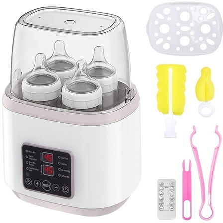 Baby Bottle Warmer, 8-in-1 Fast Milk Warmer for Baby Breastmilk with Timer, Accurate Temperature Adjustment, with Sterili-Zing, Heat, Thaw Function, Fits 2 or 4 Bottles