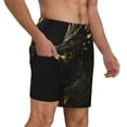 thumbnail image 2 of Yiaed Black And Gold Fire Dragon Print Mens Swim Trunks Bathing Suit Compression Liner Beach Swim Shorts Swimwear Quick Dry Zipper Pocket No-Chafing Board Short-, 2 of 6