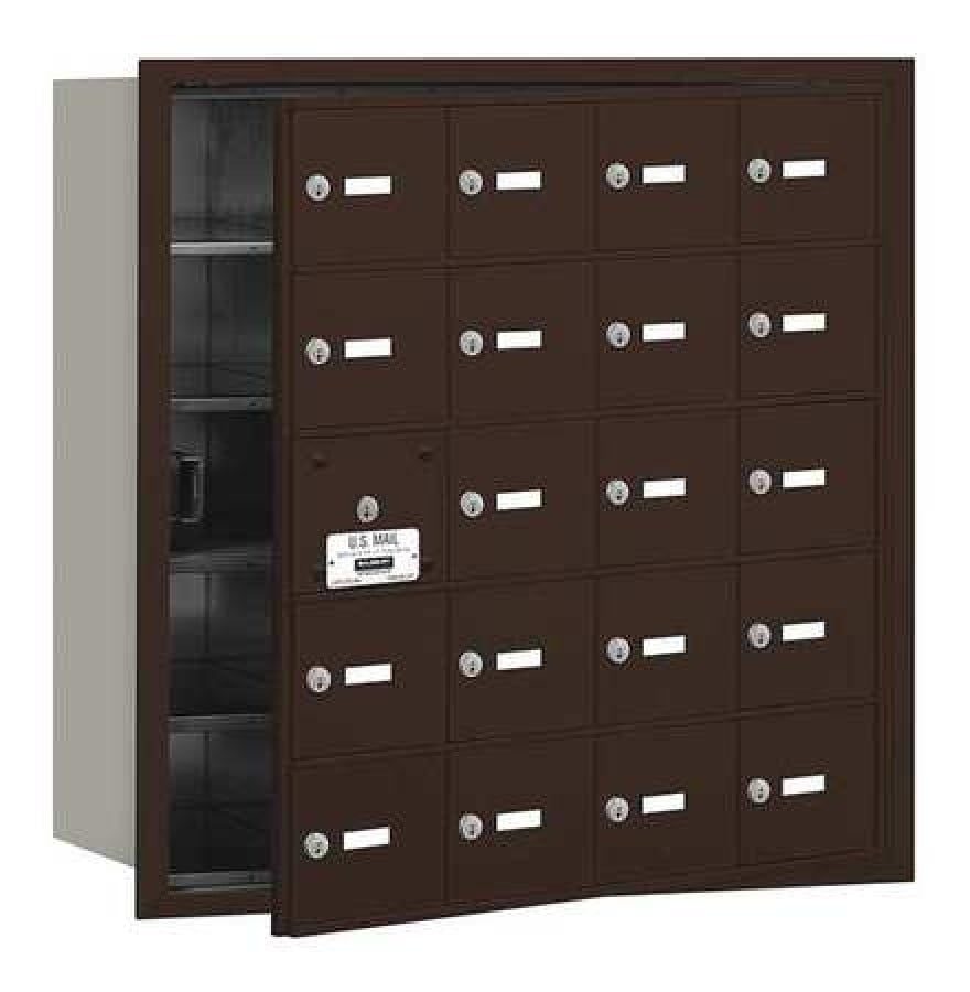 4B+ Horizontal Mailbox (Includes Master Commercial Lock) - 20 A Doors (19 usable) - Bronze - Front Loading - Private Access