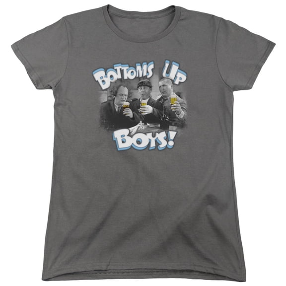 Three Stooges Bottoms Up S/S Women's T-Shirt Charcoal