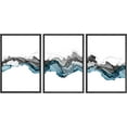 thumbnail image 2 of PixonSign Framed Wall Art Set Pastel Black Blue Smoke Wave Landscape Abstract Canvas Print Nature Wilderness Multicolor Modern Art Decor Scenic Relax/Calm for Bedroom - 16"x24"x3 Panels Black, 2 of 5