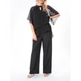 thumbnail image 3 of Caoirhny Women's 2 Piece Casual Outfits Half Sleeve Irregular Tops Solid Color Pants Sets Streetwear, 3 of 8