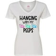 thumbnail image 3 of Inktastic Easter Hanging with My Peeps Pastel Bunnies Women's V-Neck T-Shirt, 3 of 5