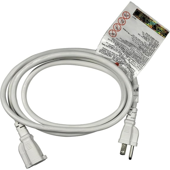 HQRP 3-Prong Extension Cord USA Outlet 16AWG, 13 Amps 125V, 6-Feet, UL Listed, White