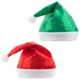 thumbnail image 1 of nipocaio 2 Pcs Chapeau de Noël Rouge Vert Pailleté Adulte Décoration de Fête Coiffe, 1 of 5
