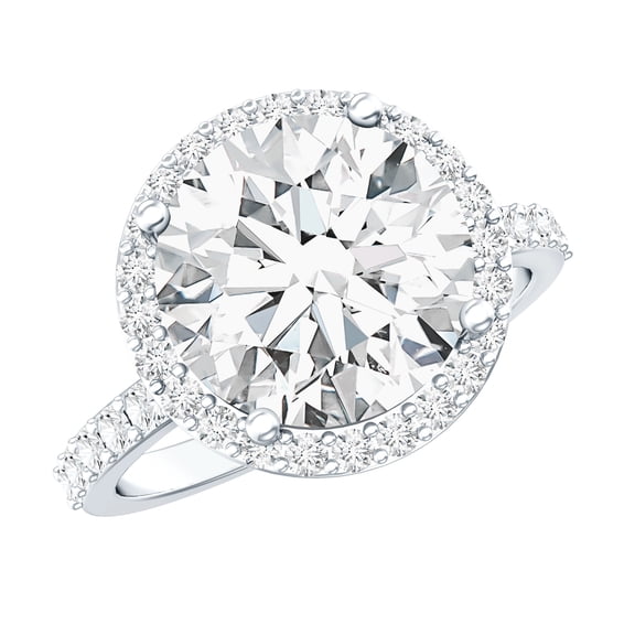 Rosec Jewels IGI Certified Lab Grown Diamond Engagement Ring with Halo - 4 Carat - E-VS1 Quality Diamond Statement Ring, 925 Sterling Silver, US 4.00
