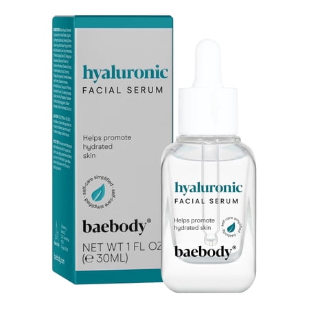 Baebody Hyaluronic Acid Face Serum with Vitamin E and Jojoba Oil, Hydrating Plumping Formula, 1 fl oz