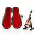 thumbnail image 2 of Dollhouse Guitar Wood Material with Leather Box Model Simulation Accessory Durable Miniature Guitar for Dollhouse, 2 of 8