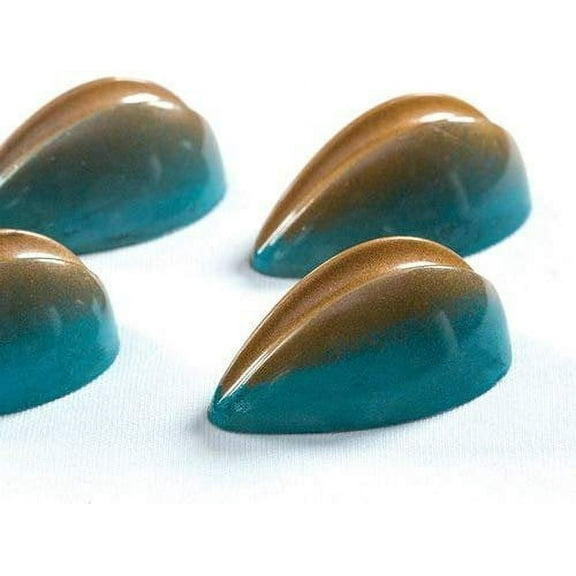 Pavoni Polycarbonate Chocolate Bonbons Mold, Grooved-Teardrop Mound 21 Cavities
