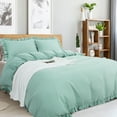 thumbnail image 2 of Unique Bargains 110GSM 3 Pieces Ruffle Brushed Duvet Cover Sets Queen Sage Green, 2 of 8