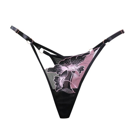 

Womens Briefs Panties Mesh Seamless Thong Thin Strap Lace Jacquard Panties Lingerie For Women