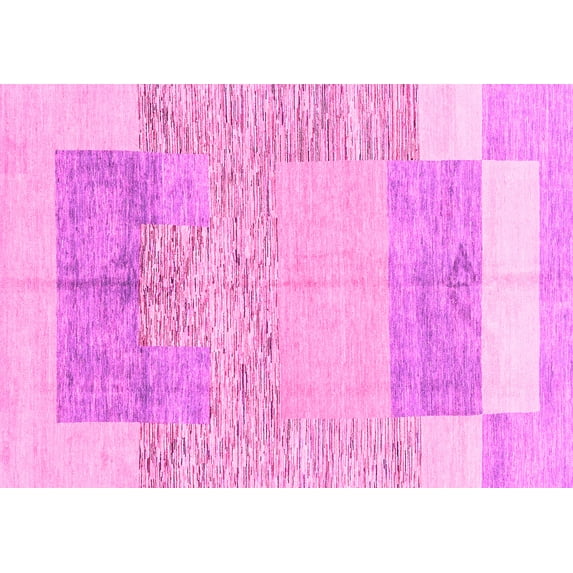 Ahgly Company Indoor Rectangle Abstract Pink Modern Area Rugs, 4' x 6'