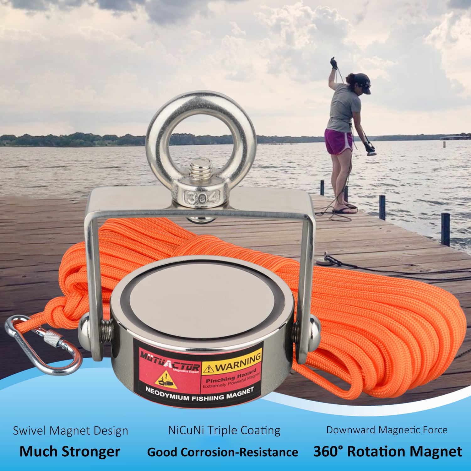 MUTUACTOR Fishing Magnet Kit 400lb with Grappling Hook,Strong Retrieval  Magnet N52 with 20m(65Feet) Durable Rope for Magnet Fishing and Magnetic  Recovery Salvage Under Water… : : Bags, Wallets and Luggage