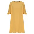 thumbnail image 4 of SMihono Robe d'Été Boho pour Femmes Grande Taille Robe d'Été Décontractée en Coton Lin Manches Courtes Col Rond Robe Unie, 4 of 7