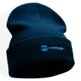 thumbnail image 4 of The Throwing Dart Embroidered 12 Inch Long Knitted Beanie - Navy OSFM, 4 of 5