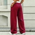 thumbnail image 6 of Dagugfen Sweatpants for Women Drawstring Straight Leg Elastic Waist Loose Fitted Breathable Casual Pants with Pockets(XL,Wine), 6 of 7