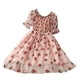 thumbnail image 1 of Sonducket Vestido de mujer Tamaño libre Fuera del hombro Impreso Ropa de teñido Manga corta Ocio Dulce Moda Jersey Ropa Playa Vestidos Rosado, 1 of 6
