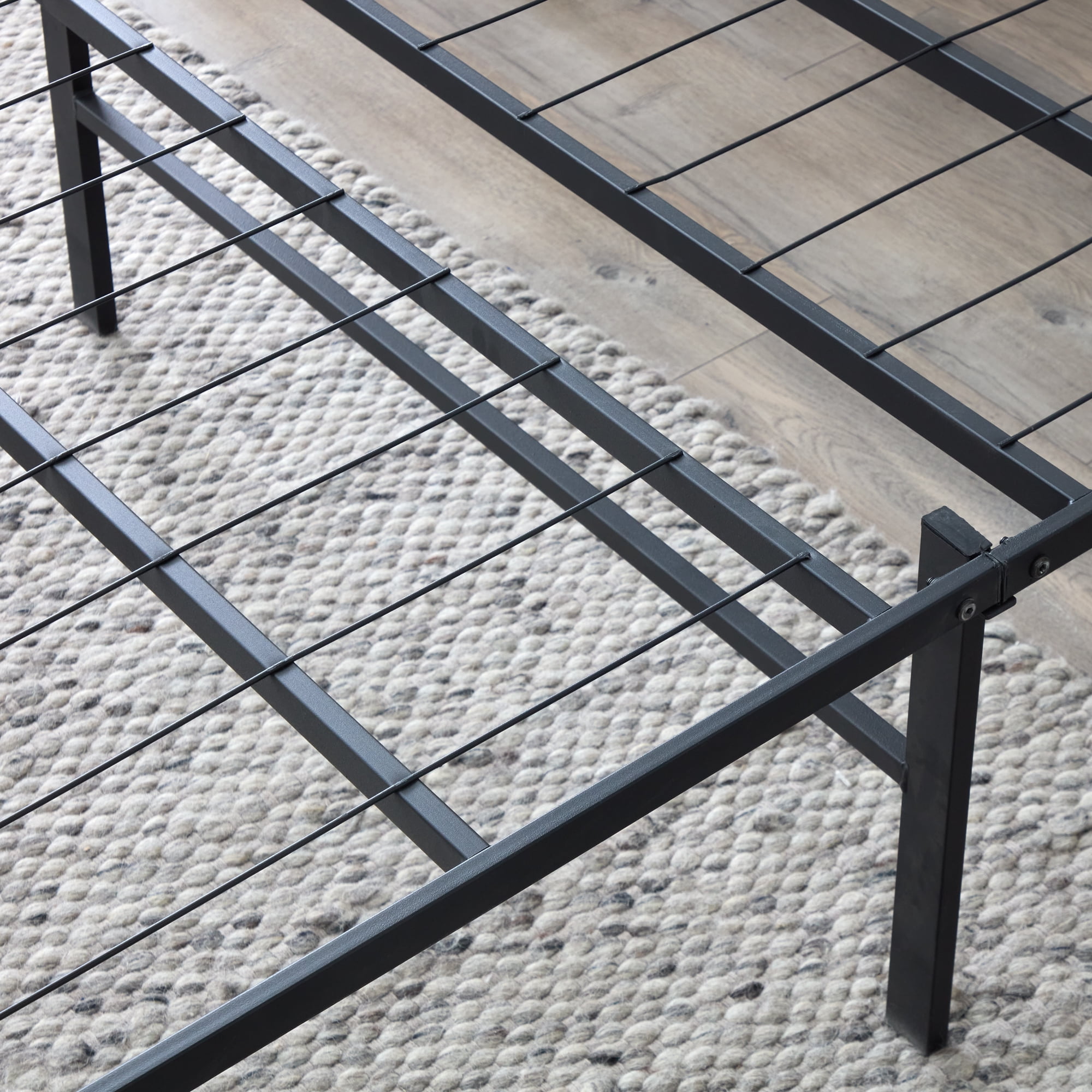 Rest Haven 14" Black Steel Platform Bed Frame, Twin