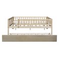 thumbnail image 7 of Full Size Wood Daybed With Trundle And Protective Fence Guardrails - Natural. Ensures A Comfortable Rest. Space. No Box Spring Natural Reliable Size. Offers Sleep Environment. Construction. Easy, 7 of 7