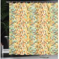 thumbnail image 3 of Ambesonne Retro Shower Curtain, Small Geometric Ornament Art, 69"Wx84"L, Dark Orange Almond Green, 3 of 4