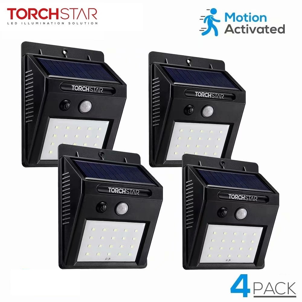 Outdoor solar light with motion sensor smart 20 led 8 hour wall 