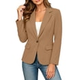thumbnail image 2 of Women's Blazer Business Casual Lightweight Suit - Long Sleeve Slim Fit Work Office Jacket with Pockets Khaki L, 2 of 7