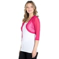 thumbnail image 4 of Fashion Secrets Junior's Sheer Chiffon Bolero Shrug Jacket Cardigan 3/4 Sleeve (XX Large, Magenta), 4 of 5