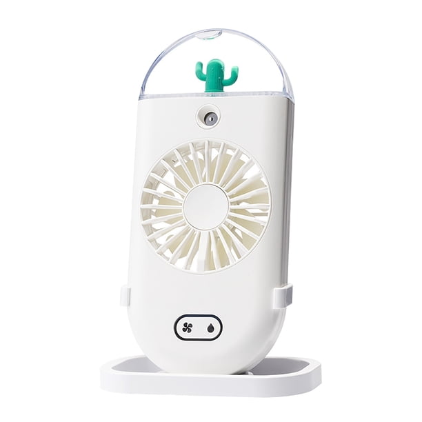 Ventilador portátil recargable de agua Cactus con luz nocturna, tamaño pequeño, USB, vertical y portátil.