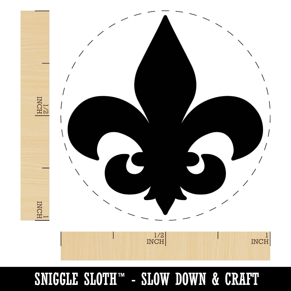 Fleur de Lis Solid Self-Inking Rubber Stamp Ink Stamper - Brown Ink - Medium 1 Inch