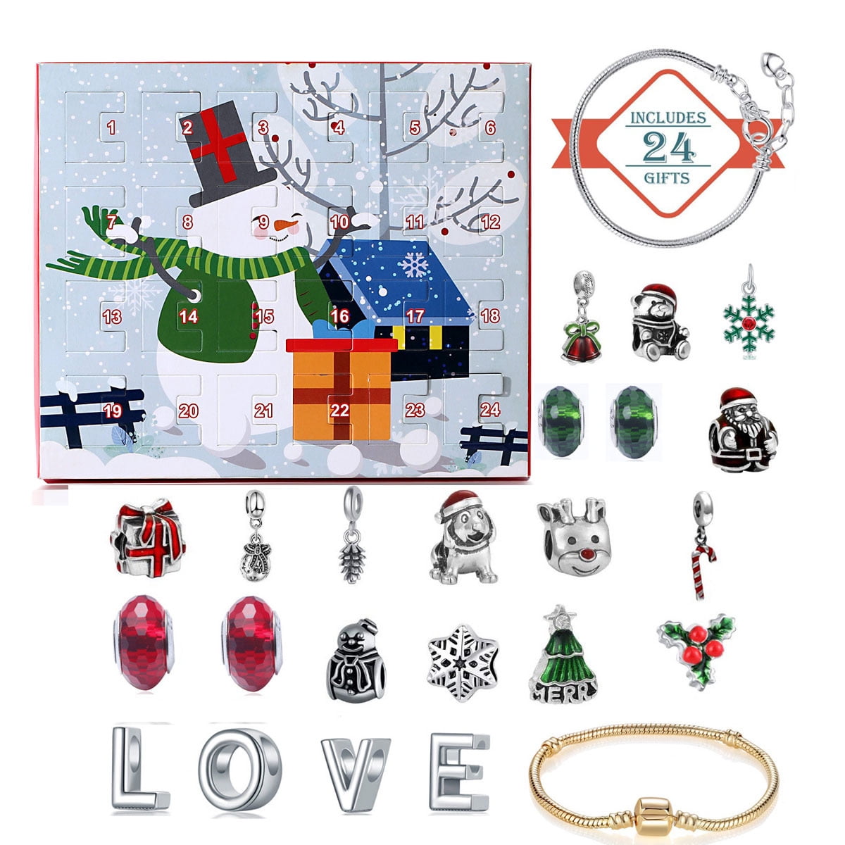 24 Day Christmas Bracelet Advent Calendar Gifts for girls - Walmart.com