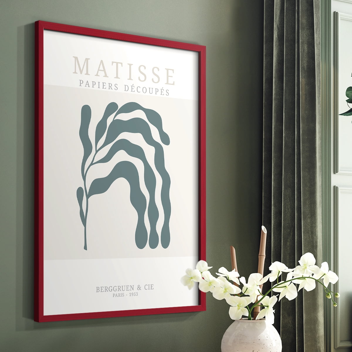 Matisse CDXXV in Red Solid Wood Framed Print No Nail Hanging