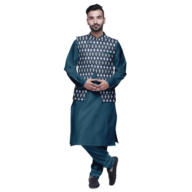 Atasi Solid Kurta Churidar With Printed Jecket Set For Mens Summer Party Wear