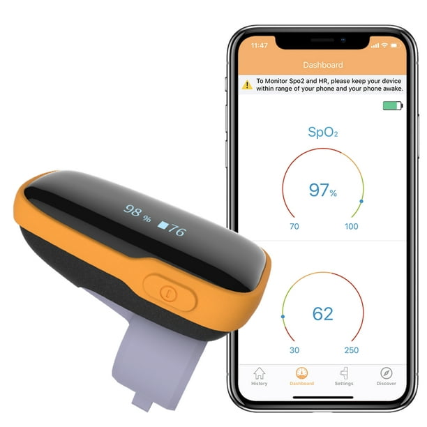 Moniteur doxygène rechargeable pour adultes - Oxymètre de pouls Bluetooth  approuvé CE avec fréquence cardiaque et indice de