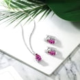 thumbnail image 4 of Gem Stone King 3.75 Ct Pink Created Sapphire Red Garnet 925 Silver Pendant and Earrings Jewelry Set, 4 of 4