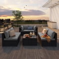 thumbnail image 3 of Gasee Patio Furniture Set, 7 Pieces Outdoor Conversation Set with Rattan Sectional Sofa, Coffee Table for Garden Backyard, Gray Cushion, 3 of 6