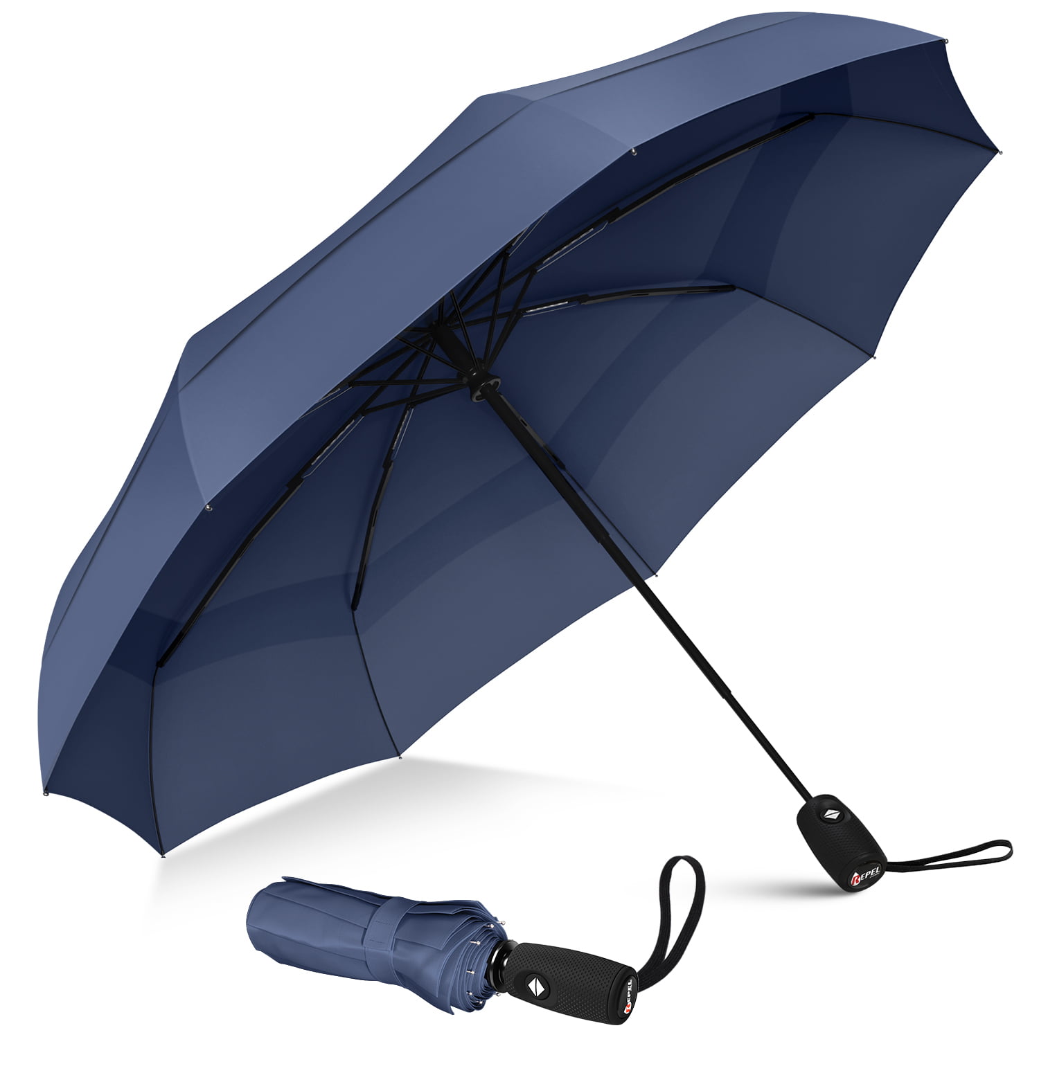 Big Straight Umbrella with C-Shaped Handle,blue sky ABCCANOPY Inverted Umbrella,Double Layer Reverse Rain&Wind Teflon Repellent Umbrella for Car and Outdoor Use Windproof UPF 50 