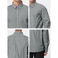 thumbnail image 6 of Unique Bargains Men's Plaid Button Down Long Sleeves Dress Checkered Shirts S Black White, 6 of 6